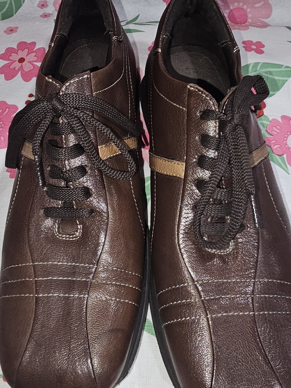 Vintage 90s Bacco Bucci Leather Italian Sneakers Brown Lace Up Square Toe
